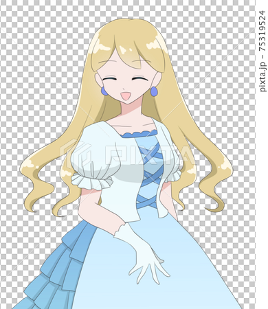 連衣裙女孩金發女郎微笑 75319524