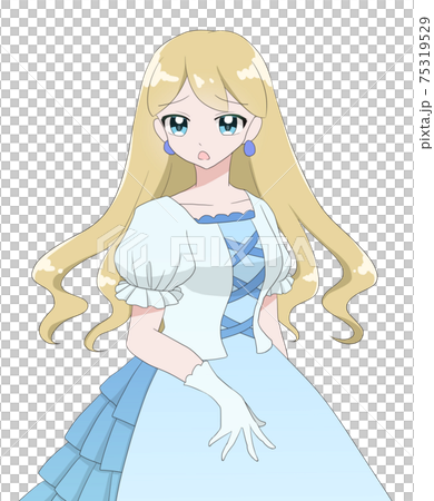 ドレス 女の子 金髪 悲しいのイラスト素材