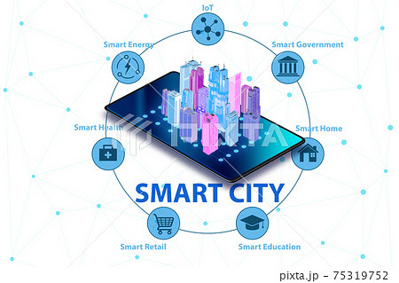 Smart city concept in isometric projection 75319752