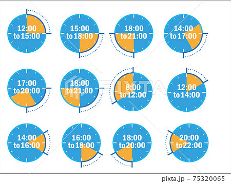 インフォグラフィックス 時間指定イメージの時計の文字盤のイラストセットのイラスト素材