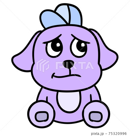 cute sad faced puppy scared, doodle icon image kawaii 75320996