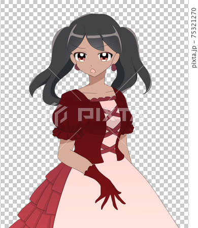 穿裙子的女孩黑髮生氣 穿裙子的女孩黑髮生氣 75321270