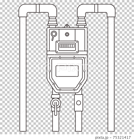 マイコンメーターのイラスト ガスメーターにマイコン制御器を組み込んだ遮断装置付ガスメーター ベクター 75321417