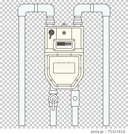 Illustration of a microcomputer meter Gas meter vector with a shutoff device that incorporates a microcomputer controller into a gas meter 75321418