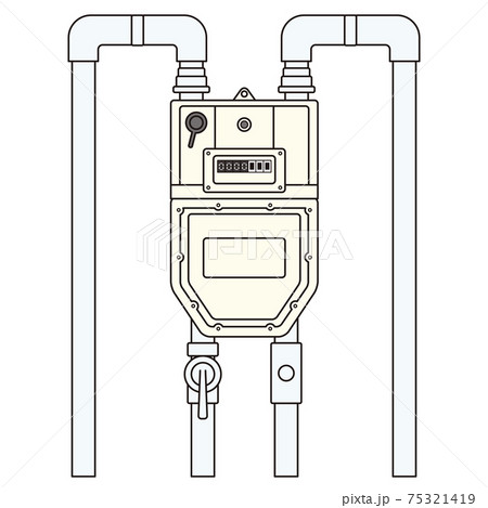マイコンメーターのイラスト ガスメーターにマイコン制御器を組み込んだ遮断装置付ガスメーター ベクター 75321419