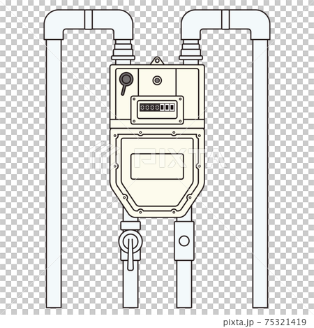 マイコンメーターのイラスト ガスメーターにマイコン制御器を組み込んだ遮断装置付ガスメーター ベクター 75321419