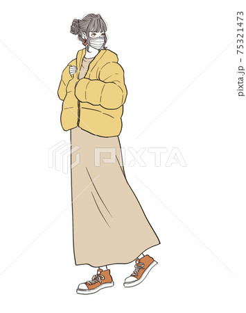 ファッションイラスト_ウインター/不織布マスク 75321473