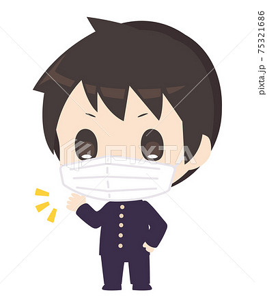 マスクをつけた男子学生のイラストのイラスト素材