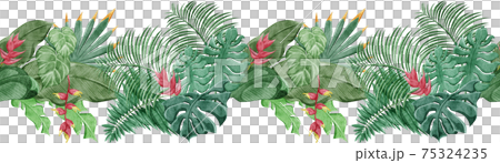 Tropical tropical plant continuous line pattern 75324235