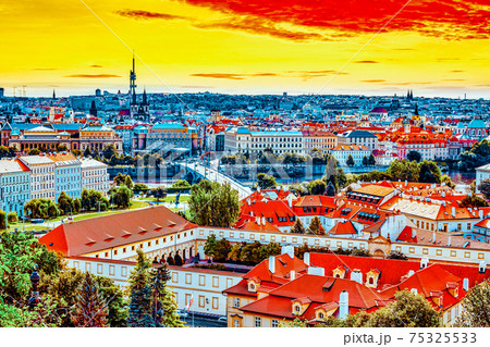 Area Old Town of Prague, over center of the city. Czech Republic. 75325533
