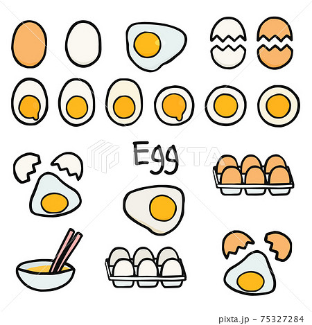 シンプルでかわいい卵のイラストセット 手書き風のイラスト素材