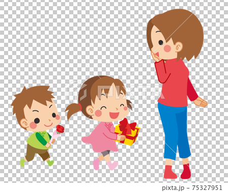 母の日にママに駆け寄ってプレゼントを渡す可愛い姉弟のイラスト 白背景 子供 日常のイラスト素材 母の日にママに駆け寄ってプレゼントを渡す可愛い姉弟のイラスト 白背景 子供 日常のイラスト素材