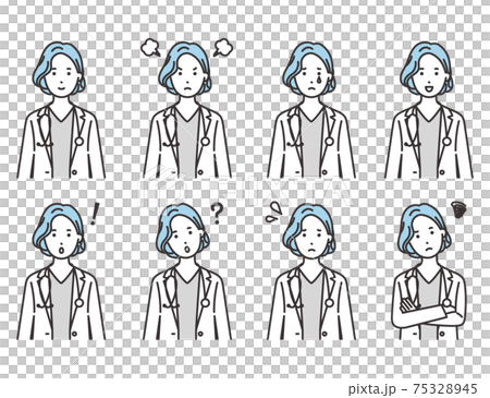 Female doctor facial expression set 75328945