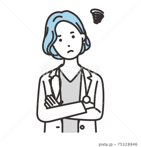 女性 医者 表情 悩むのイラスト素材