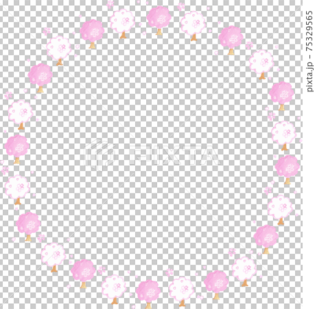 Sakura watercolor round frame Sakura watercolor round frame 75329565