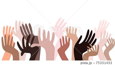 手を上げる人々 多様性のイラスト素材