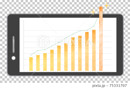 智能手機屏幕：穿透橙色的條形圖和折線圖 75331707