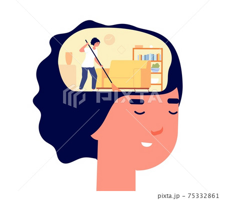 Mind cleaning. Head health, mental problems treatment metaphor. Self detox, woman caring about her brain and utter clean head inside vector concept 75332861