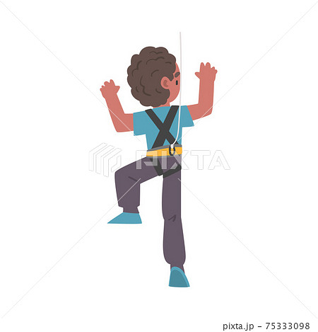 Boy Rock Climber Character Back View Of Child のイラスト素材