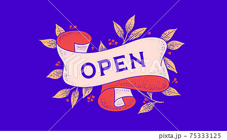 Open. Retro greeting card Open. Retro greeting card 75333125