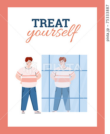 Treat yourself concept of motivational card cartoon vector illustration. Treat yourself concept of motivational card cartoon vector illustration. 75333887