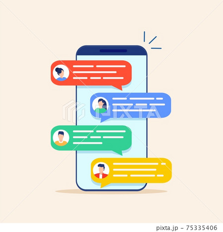 Online chat messages text notification on phone 75335406