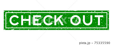 Grunge green check out word square rubber seal stamp on white background Grunge green check out word square rubber seal stamp on white background 75335590