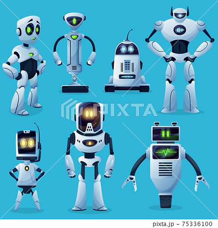Robot characters, cartoon toys and future cyborgs - Stock Illustration  [75336100] - PIXTA