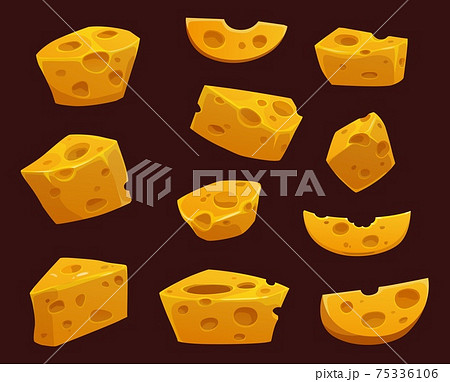 Cheese with holes cartoon vector of dairy food Cheese with holes cartoon vector of dairy food 75336106