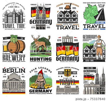 Germany travel, German Berlin and Munich landmarks 75337640