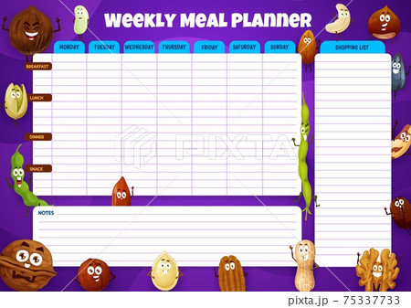 Weekly meal planner, vector food plan for week 75337733