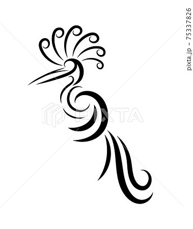 Line art vector logo of abstract bird that is hanging on a branch.	 75337826