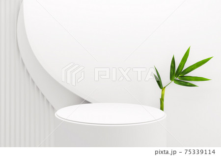 Tropical Podium minimal geometric and bamboo japanese decoration .3D rendering Tropical Podium minimal geometric and bamboo japanese decoration .3D rendering 75339114