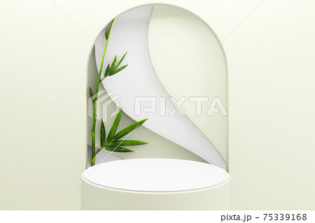 The Tropical Podium geometric and bamboo japanese decoration .3D rendering The Tropical Podium geometric and bamboo japanese decoration .3D rendering 75339168