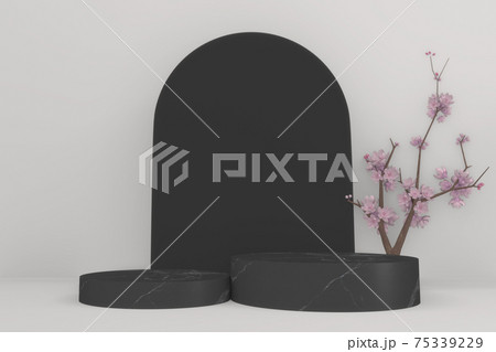 black granite podium on white background. 3D rendering black granite podium on white background. 3D rendering 75339229