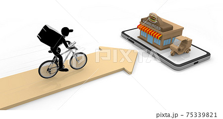 レストランに料理をとりに行く。自転車で配達する。アルバイトをする人物。 75339821