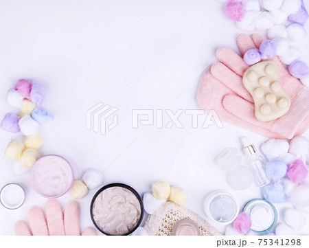 Skincare and body care, luxury spa and clean products concept - organic beauty cosmetics on marble Skincare and body care, luxury spa and clean products concept - organic beauty cosmetics on marble 75341298