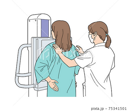 胸部レントゲン検査 女性 イラスト 看護師 75341501