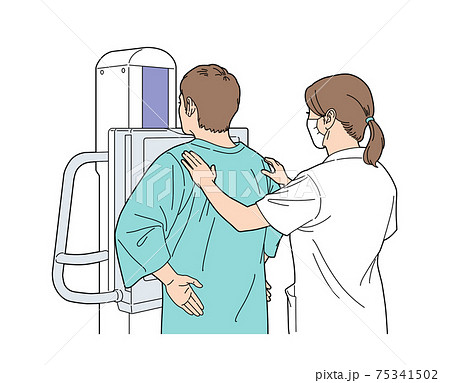 胸部レントゲン検査 男性 イラスト 看護師 75341502