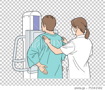 胸部レントゲン検査 男性 イラスト 看護師 75341502