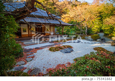 古都鎌倉の秋　紅葉の浄妙寺（鎌倉五山）　喜泉庵と庭園 75341882
