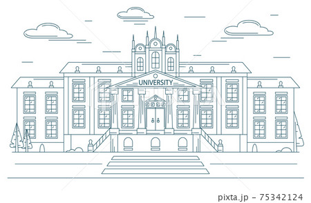 University Building Concept Contour Linear Style. Vector University Building Concept Contour Linear Style. Vector 75342124