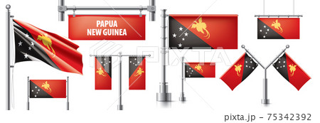 Vector set of the national flag of Papua New Guinea in various creative designs Vector set of the national flag of Papua New Guinea in various creative designs 75342392