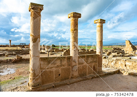 Ancient ruins in Paphos Archaeological Park Cyprus Ancient ruins in Paphos Archaeological Park Cyprus 75342478