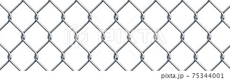 Silver metal mesh chain-link on a white background - Vector Silver metal mesh chain-link on a white background - Vector 75344001