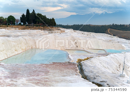 Scenic view of Pamukkale in Turkey on sunny day 75344590