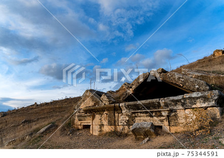 Ruins of the ancient city of Hierapolis nothern necropolis in Turkey 75344591