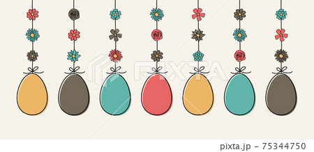 Colourful hanging Easter eggs. Vector 75344750