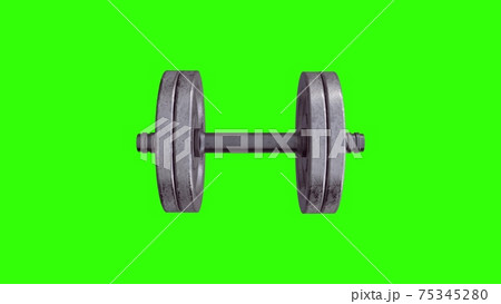 Gym dumbbell on a green screen - chromakey background, 3d illustration Gym dumbbell on a green screen - chromakey background, 3d illustration 75345280