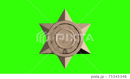 Gold star trophy on green screen background. 3d illustration 75345346